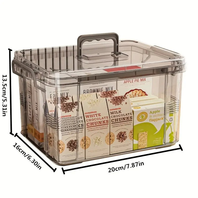 Cutie De Depozitare, Vivimall, Tip Valiza, pentru Alimente, Jucarii, Accesorii, Transparent-Gri, Marime M, 31.5x23x19 cm - vivimall.ro