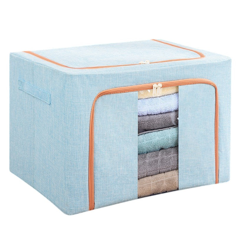 Cutie de depozitare pliabila, Vivimall, Cu fermoar, 100 L, Textil, 60x42x40 cm, Cadru Metalic, Suport Baza Stabil din Plastic, Bleu - vivimall.ro