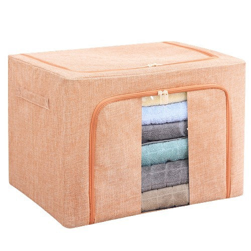 Cutie de depozitare pliabila, Vivimall, Cu fermoar, 66 L, Textil, 50x40x33 cm, Cadru Metalic, Suport Baza Stabil din Plastic, Roz pudrat, model 2 - vivimall.ro