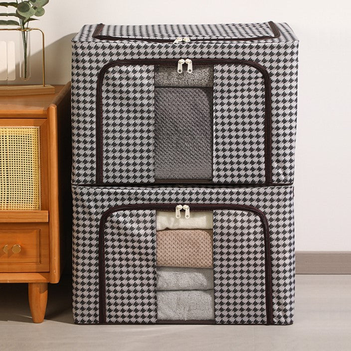 Cutie de Depozitare Pliabila, Vivimall, Cu fermoar Bidirectional, 100 L, Textil, 60x42x40 cm, Cadru Metalic, o Fereastra, Suport Baza Stabil din Plastic, Design Zebra, Alb Negru - vivimall.ro