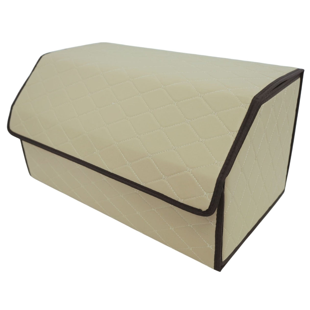 Cutie de Depozitare Auto, Flippy, Organizator Premium Portbagaj, 2 Compartimente Depozitare, Geanta Multifunctionala din Piele Ecologica, Pliabil si Rezistent la Uzura, Bej Deschis, 55 x 30 x 30cm - vivimall.ro