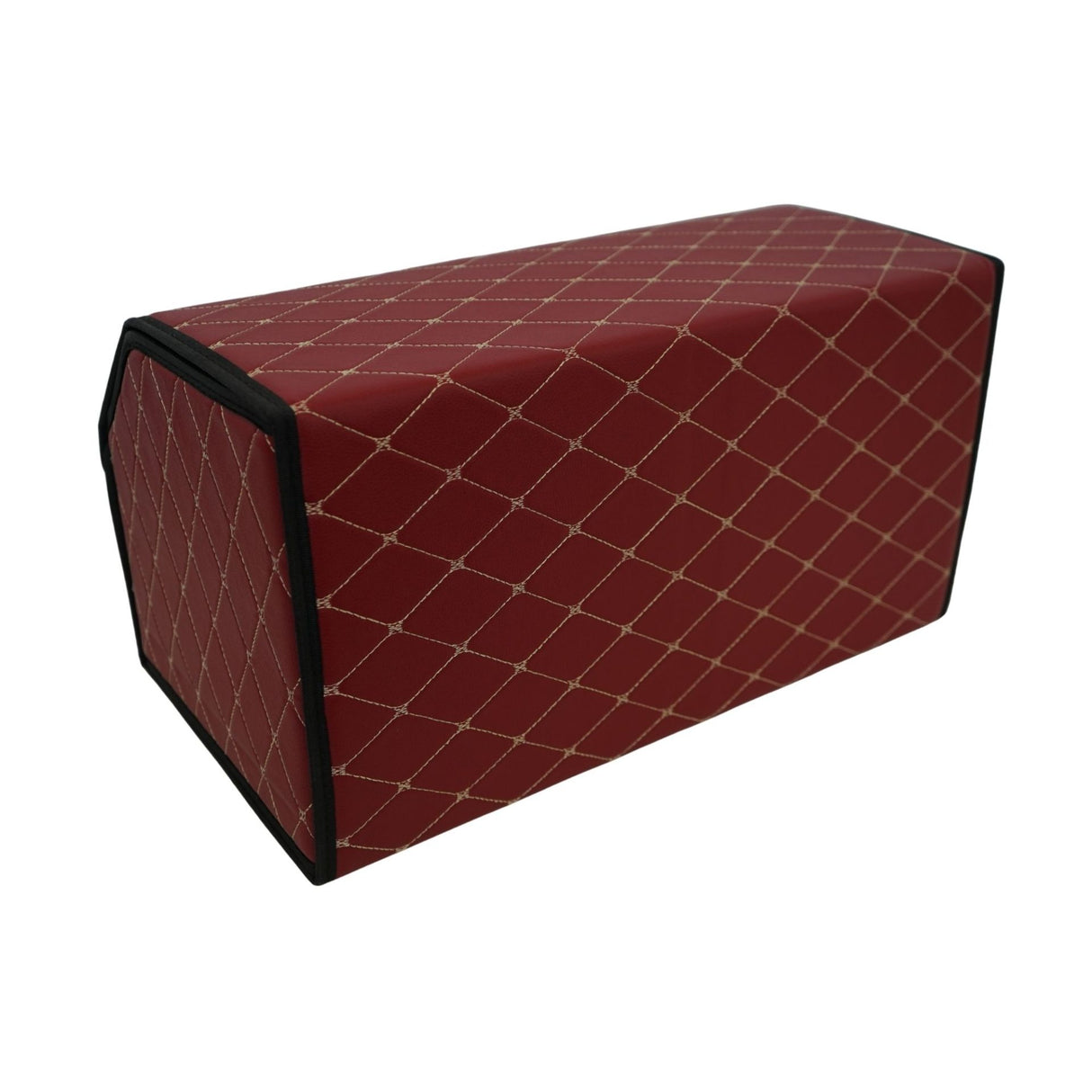 Cutie de Depozitare Auto, Flippy, Organizator Premium Portbagaj, Geanta Multifunctionala din Piele Ecologica, 2 Compartimente Depozitare, Rezistent la Uzura si Pliabil, Bordo, 55 x 30 x 30cm - vivimall.ro