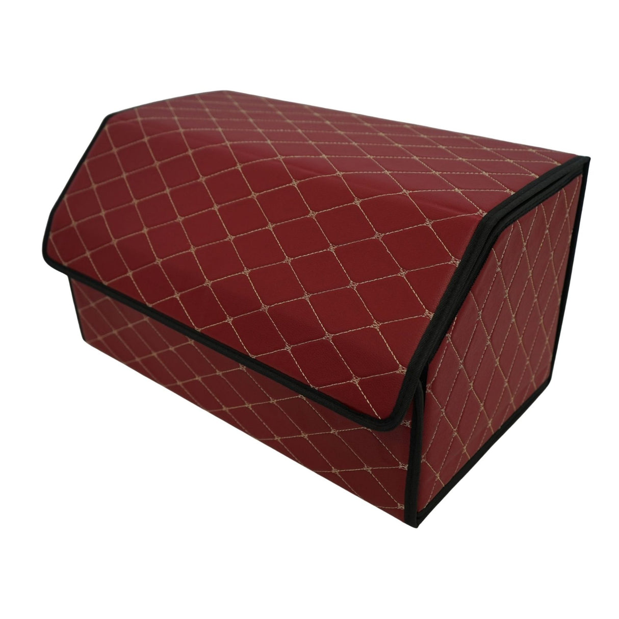 Cutie de Depozitare Auto, Flippy, Organizator Premium Portbagaj, Geanta Multifunctionala din Piele Ecologica, 2 Compartimente Depozitare, Rezistent la Uzura si Pliabil, Bordo, 55 x 30 x 30cm - vivimall.ro