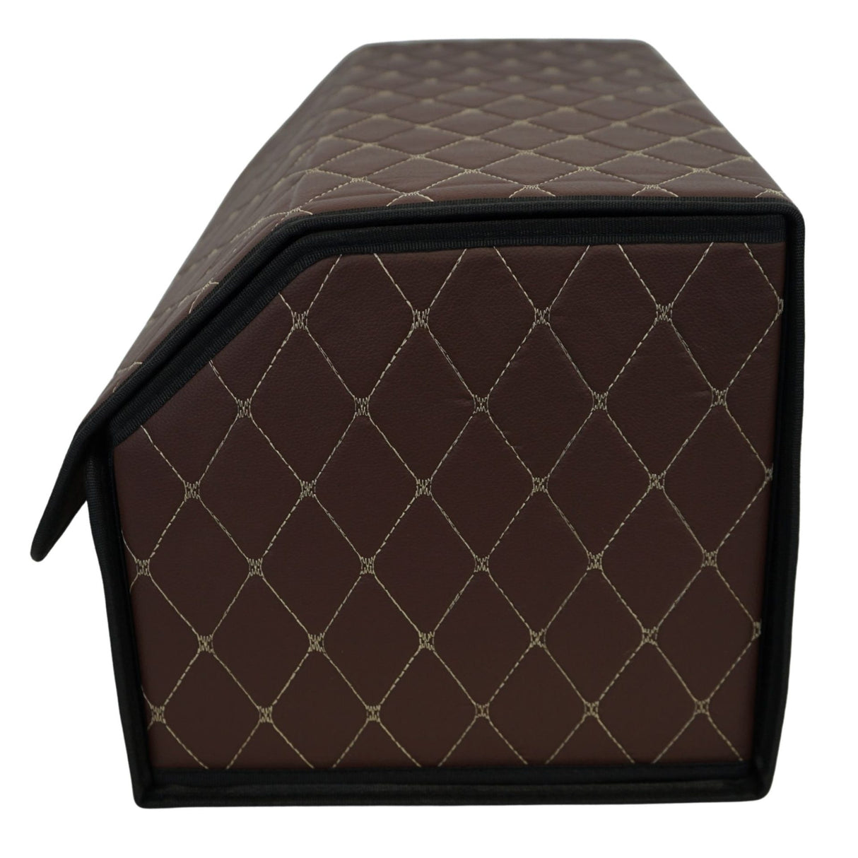 Cutie de Depozitare Auto, Flippy, Organizator Premium Portbagaj, Geanta Multifunctionala din Piele Ecologica, Rezistent la Uzura si Pliabil, 2 Compartimente Depozitare, Maro Havana, 55 x 30 x 30cm - vivimall.ro