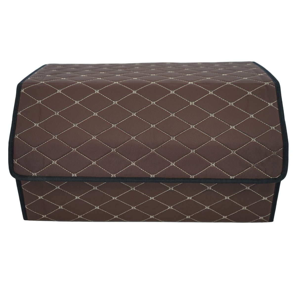 Cutie de Depozitare Auto, Flippy, Organizator Premium Portbagaj, Geanta Multifunctionala din Piele Ecologica, Rezistent la Uzura si Pliabil, 2 Compartimente Depozitare, Maro Havana, 55 x 30 x 30cm - vivimall.ro