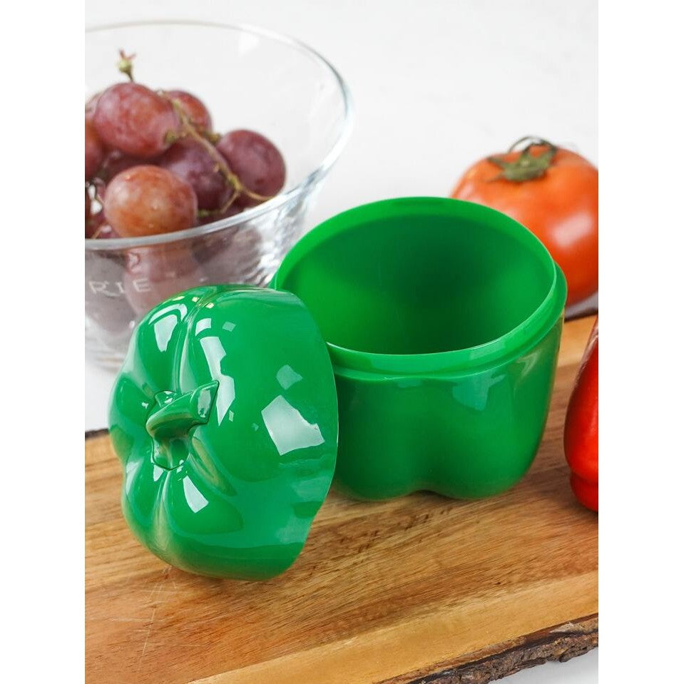 Cutie Alimentara, Vivimall, Model Ardei, din Plastic, 9.8 x 9.8 x 10.7 cm, 350 ml, Verde - vivimall.ro