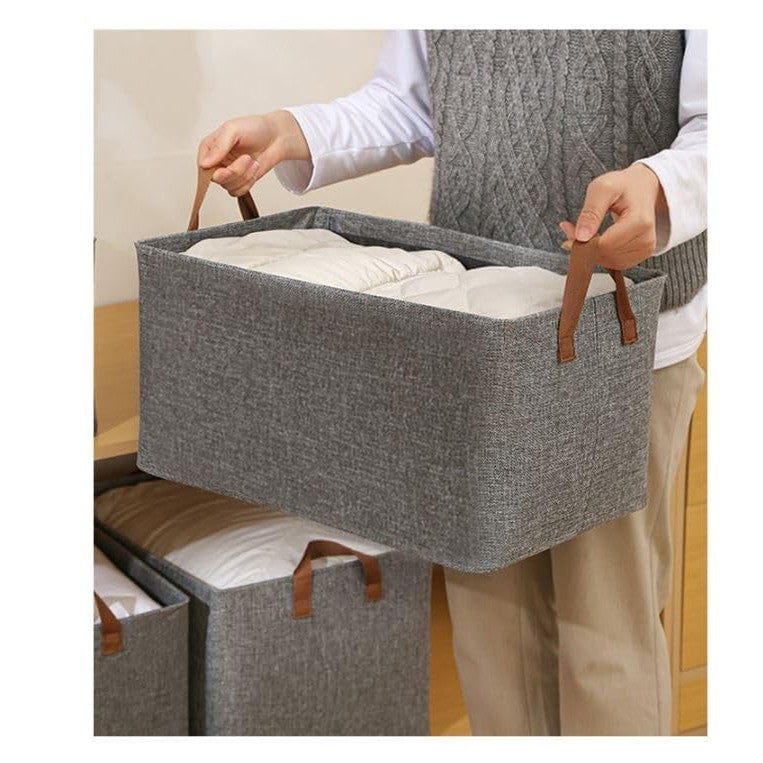 Cutie de Depozitare Tip Cos, Vivimall, Material Textil, Pliabila, 47x28x20 cm, 35 l, Cadru Metalic, cu Manere, Maro - vivimall.ro