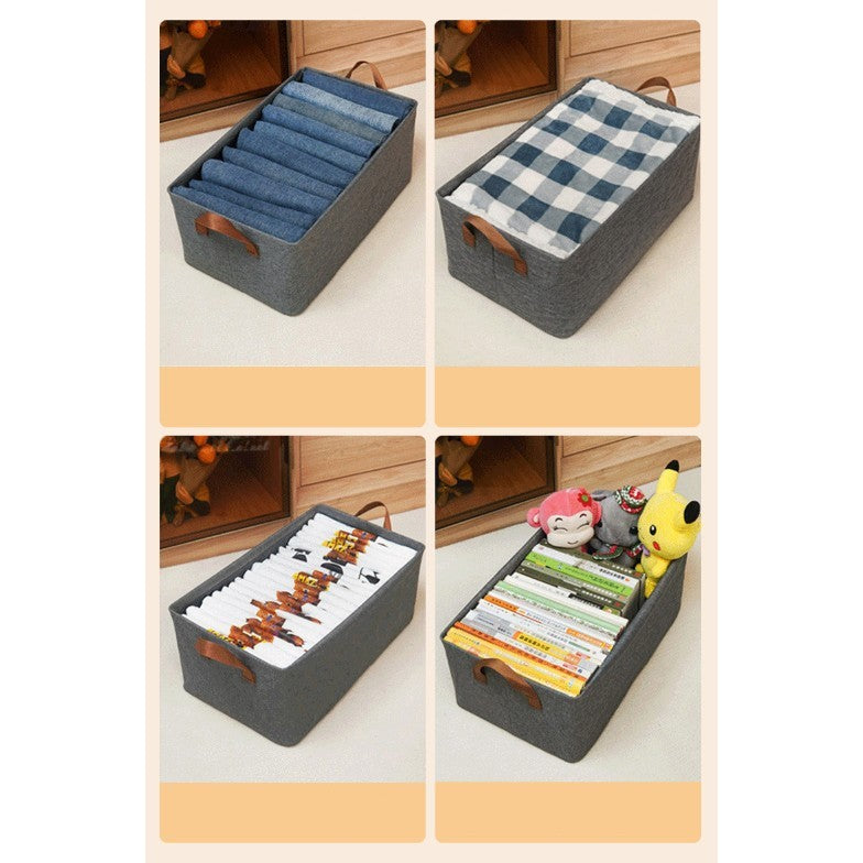 Cutie de Depozitare Tip Cos, Vivimall, Material Textil, Pliabila, 47x35x30 cm, 50 l, Cadru Metalic, cu Manere, Gri - vivimall.ro