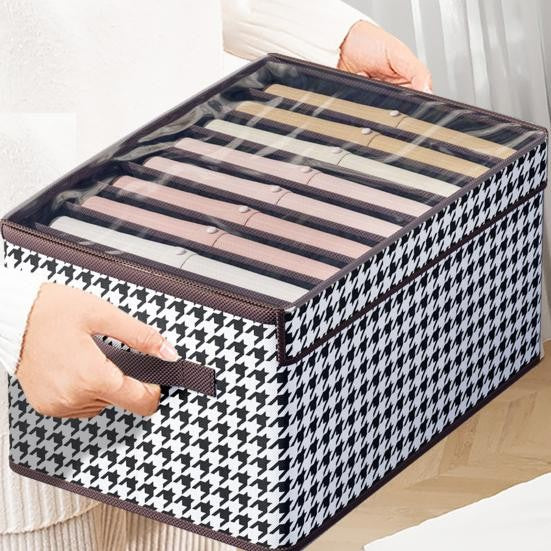 Cutie Depozitare, Vivimall, Capac Transparent, Model In Carouri, Model Mediu, Maro - vivimall.ro