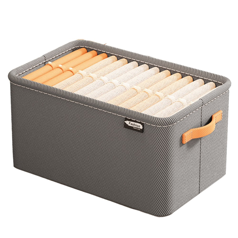 Cutie Depozitare Vivimall, pentru Haine, lucruri, din Textil cu Cadru Metalic, Manere Laterale, forma Dreptunghiulara, 35 x 25 x 22cm, volum 19 L, Gri - vivimall.ro