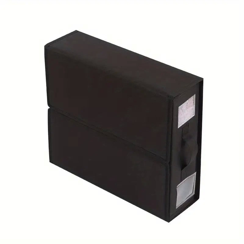 Cutie Depozitare Lenjerii de Pat, Vivimall, Pliabila, Capacitate 18l, 38x33x12 cm, din Panza Oxford cu PP Incorporat, Fereastra Vizibila, Negru - vivimall.ro