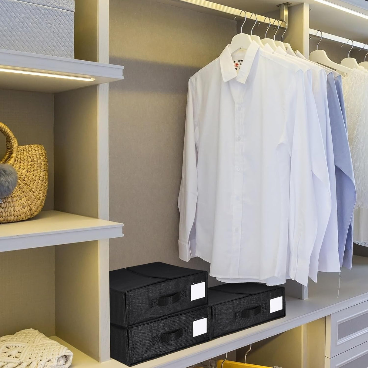 Cutie Depozitare Lenjerii de Pat, Vivimall, Pliabila, Capacitate 18l, 38x33x12 cm, din Panza Oxford cu PP Incorporat, Fereastra Vizibila, Negru - vivimall.ro