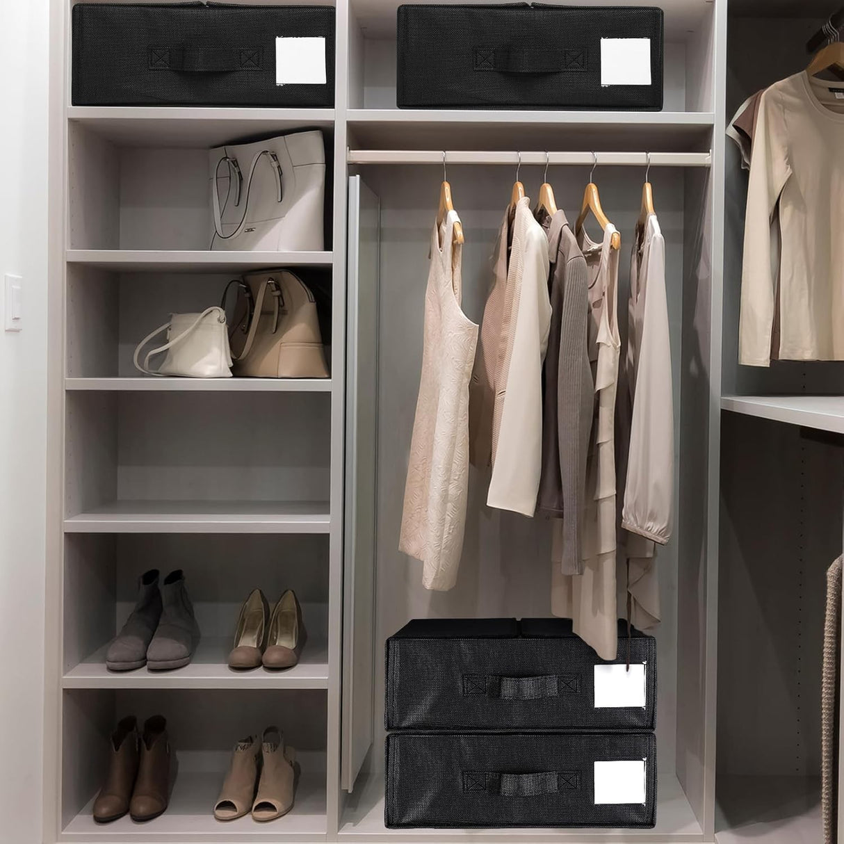 Cutie Depozitare Lenjerii de Pat, Vivimall, Pliabila, Capacitate 18l, 38x33x12 cm, din Panza Oxford cu PP Incorporat, Fereastra Vizibila, Negru - vivimall.ro