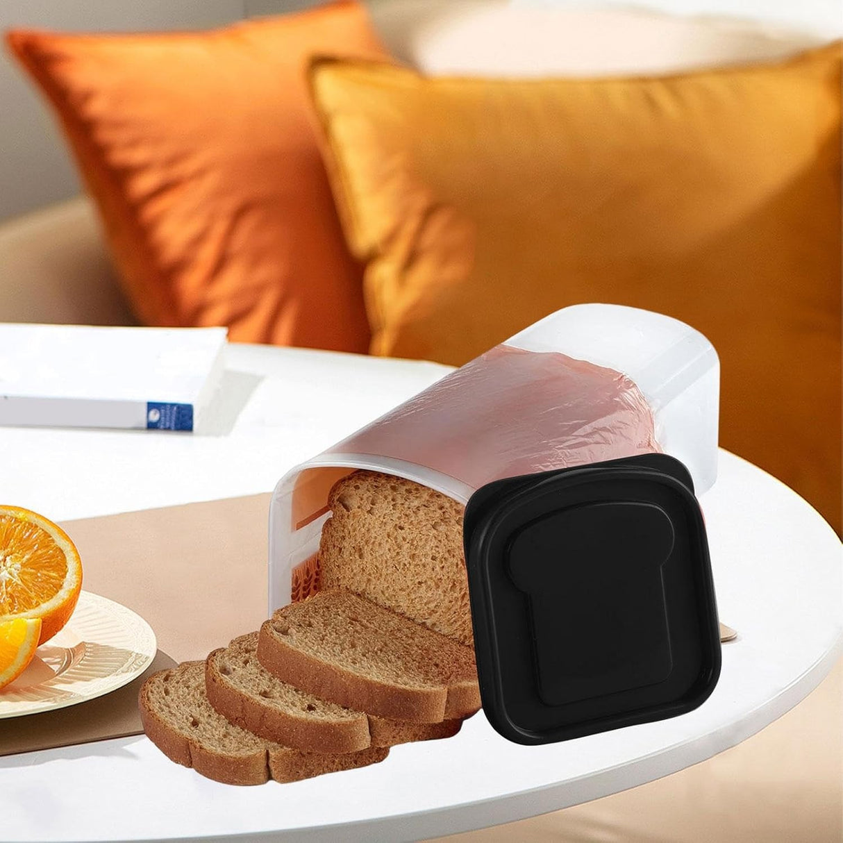 Cutie Depozitare Paine, Vivimall, din Plastic, 34 x 13 cm, Pastreaza Prospetimea, Capac Negru - vivimall.ro