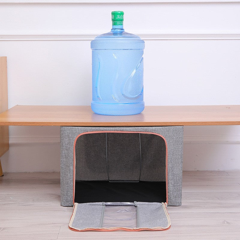 Cutie De Depozitare, Pliabilă, Cu Fermoar, Textil, Cadru Metalic, Suport Bază Stabil, Din Plastic - vivimall.ro