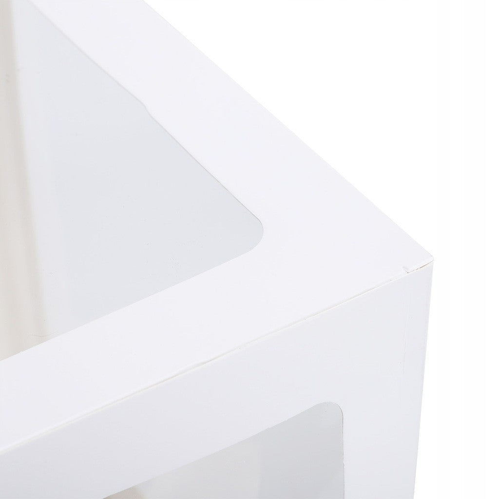 Set 4 Cutii pentru Baloane, Vivimall, Model Simplu, Tematica Aniversare, Cuburi Decorative din Plastic, Accesorii pentru Petrecere, 30 x30 cm, Transparente Contur Alb - vivimall.ro