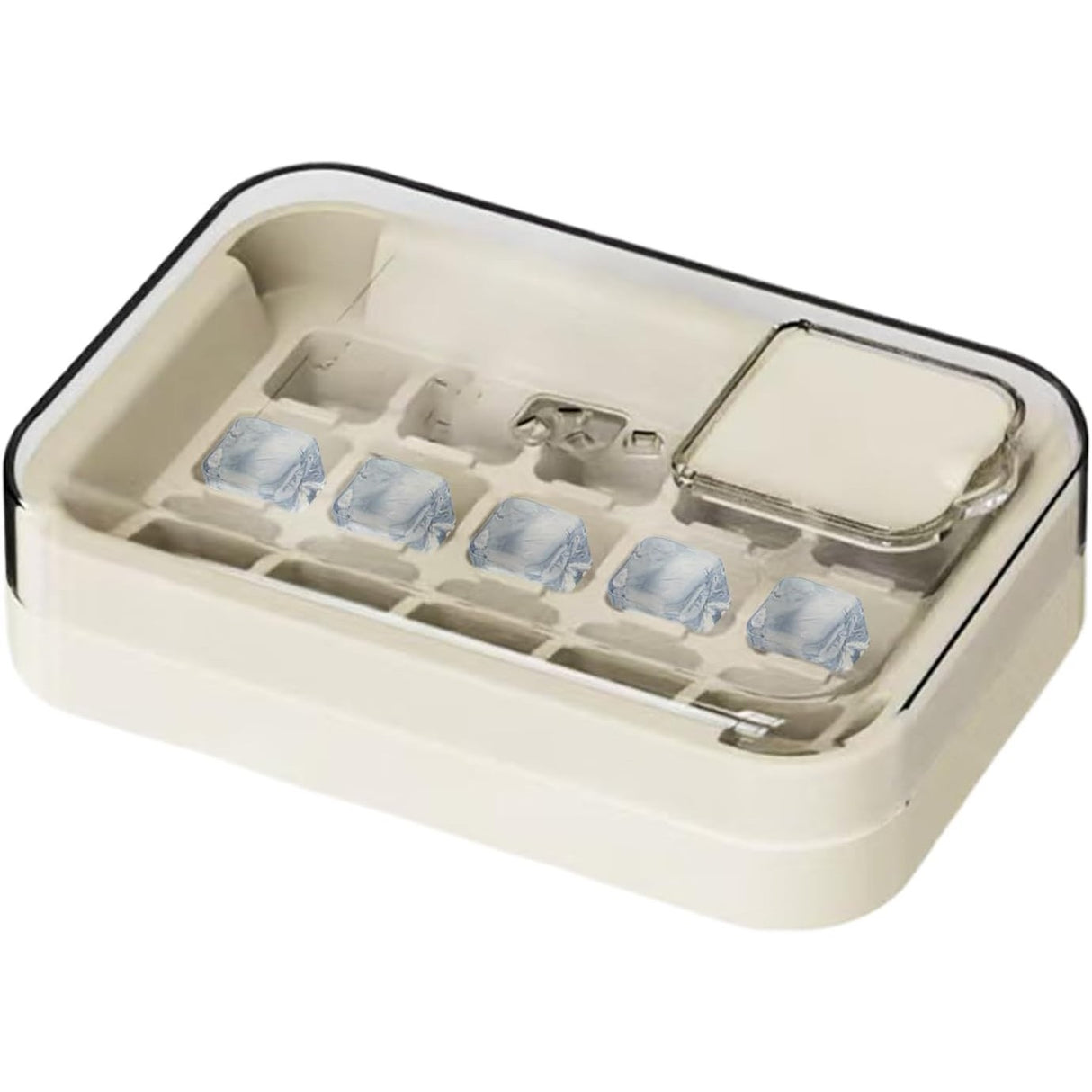 Cutie Gheata, 15 Cuburi, Cu Sistem de Presare Spate, Capac de Umplere și Evacuare, 1 L, 16.5 x 11.2 x 4.5 cm, Alb - vivimall.ro