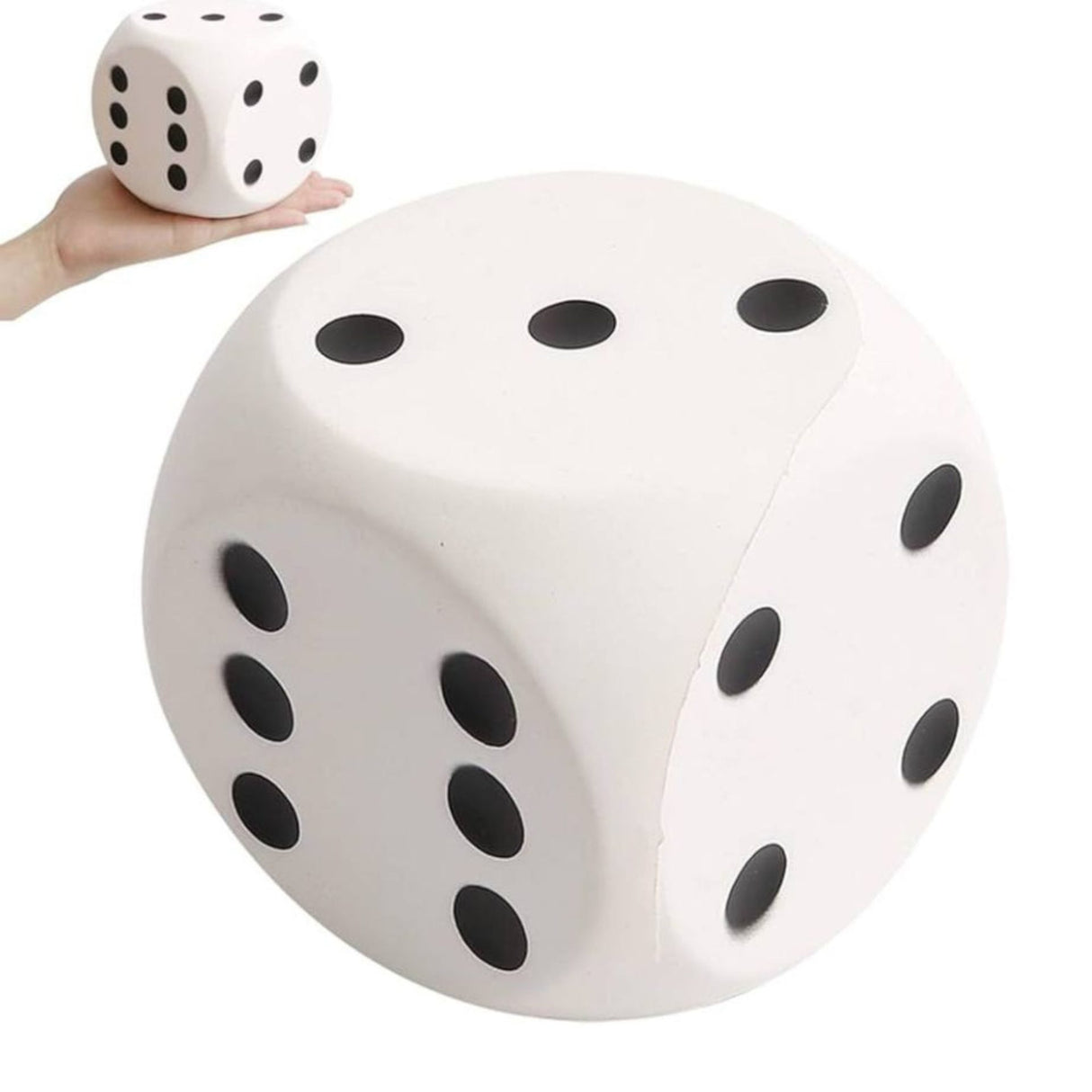 Jucarie Antistres, Flippy, Squishy Zar Gigant, Model Jumbo Slow Rising,Material Eco Premium, Non-Toxica,Jucarie Senzoriala pentru Relaxare, 6.5 x 6.5 cm, Alb/Negru - vivimall.ro