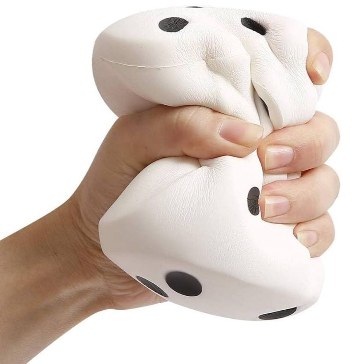 Jucarie Antistres, Flippy, Squishy Zar Gigant, Model Jumbo Slow Rising,Material Eco Premium, Non-Toxica,Jucarie Senzoriala pentru Relaxare, 6.5 x 6.5 cm, Alb/Negru - vivimall.ro