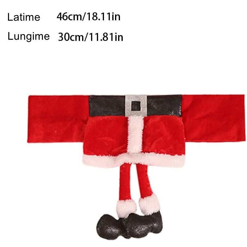 Decoratiune pentru scaun cu tematica de Craciun Vivimall, elastica, material textil/poliester, 46 x 30 cm, rosu - vivimall.ro