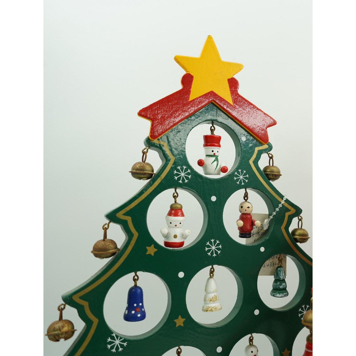 Decoratiune Craciun, Brad, Verde, 15 cavitati cu ornamente, 25.5 cm x 33 cm, Lemn, Vivimall - vivimall.ro