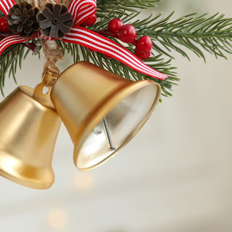 Decoratiune de Craciun pentru Brad, Flippy, Model 2 Clopotei de Craciun cu Crenguta de Brad, Decoratiune pentru Interior de Craciun, Auriu - vivimall.ro