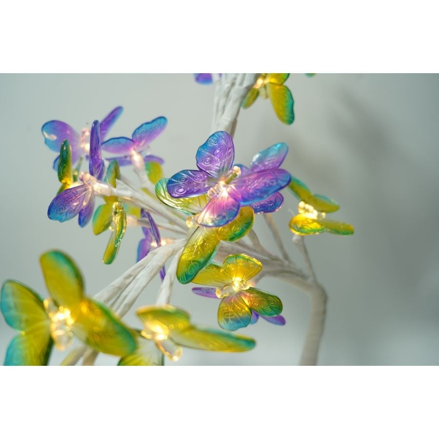 Decoratiune luminoasa, Vivimall, Tip copac cu fluturi, cu baterii/USB - vivimall.ro