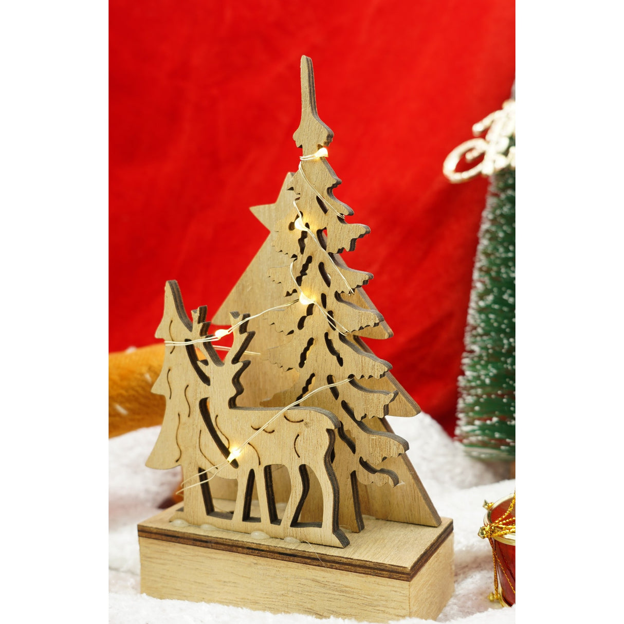 Decoratiune luminoasa, peisaj de iarna, maro, lungime: 11 cm, latime: 5 cm, inaltime: 19 cm, lemn, interior/exterior - vivimall.ro