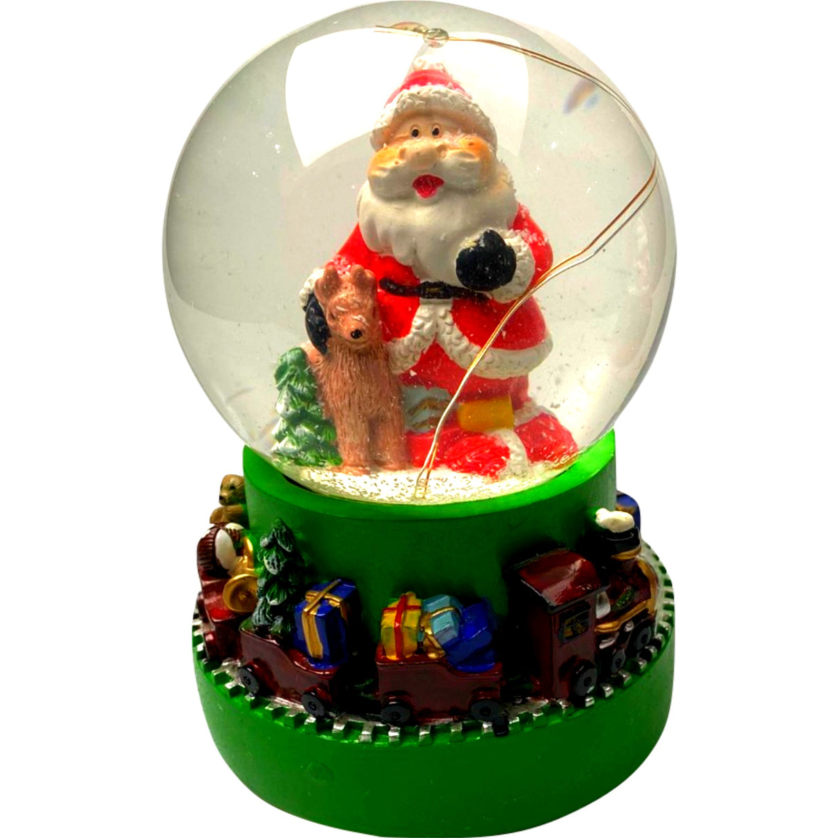 Decoratiune muzicala glob cu zapada, cu lumini si muzica, Mos Craciun, 13.5 cm, multicolor - vivimall.ro