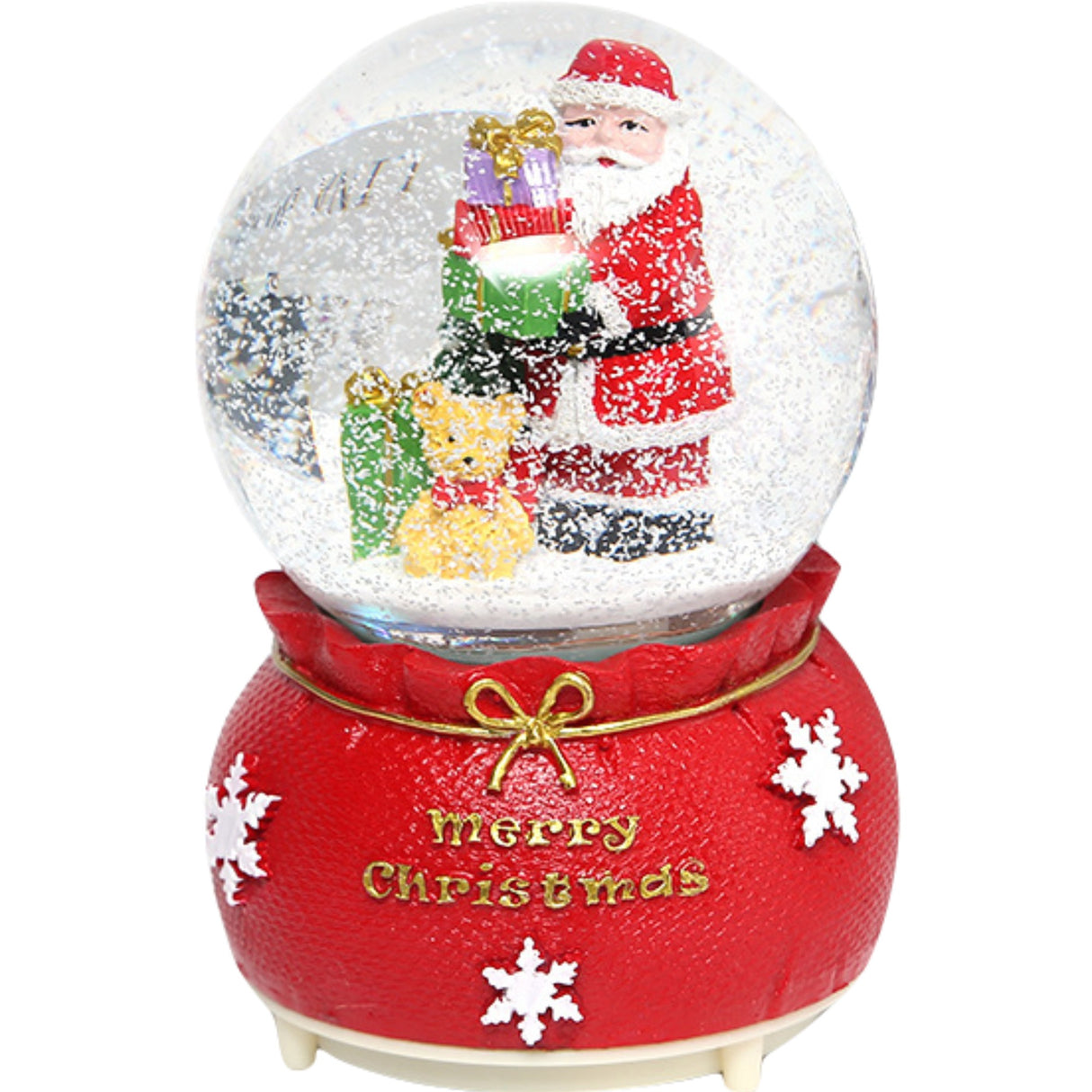 Decoratiune muzicala glob cu zapada, cu lumini si muzica, Mos Craciun, 16 cm, multicolor - vivimall.ro