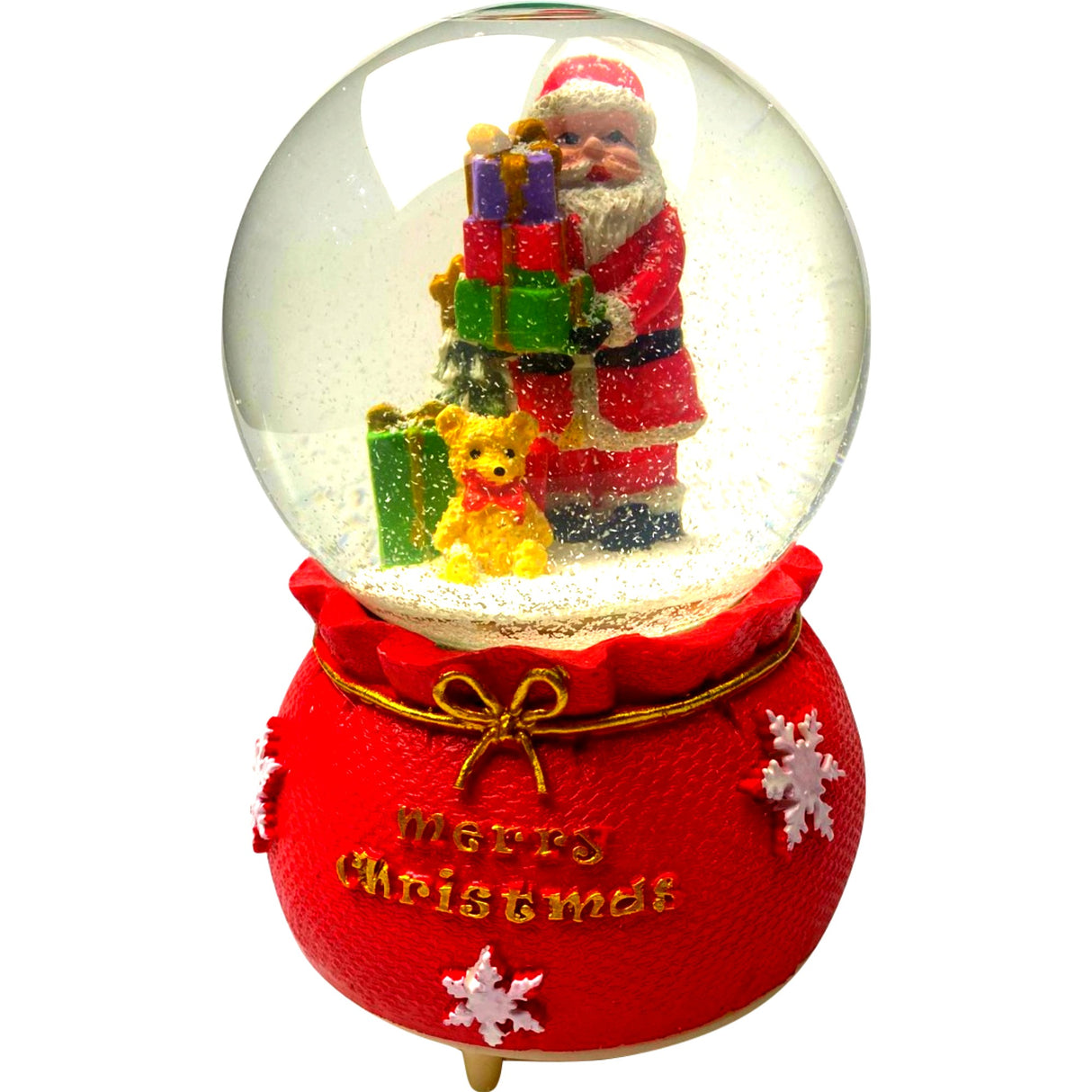 Decoratiune muzicala glob cu zapada, cu lumini si muzica, Mos Craciun, 16 cm, multicolor - vivimall.ro