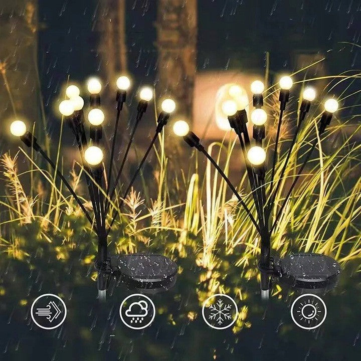 Decoratiune pentru gradina cu incarcare solara, 6 bulbi, alb cald - vivimall.ro