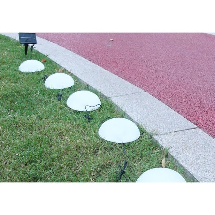 Градинска декорация, соларна лампа, форма на гъба, 5 гъби, топло бяло