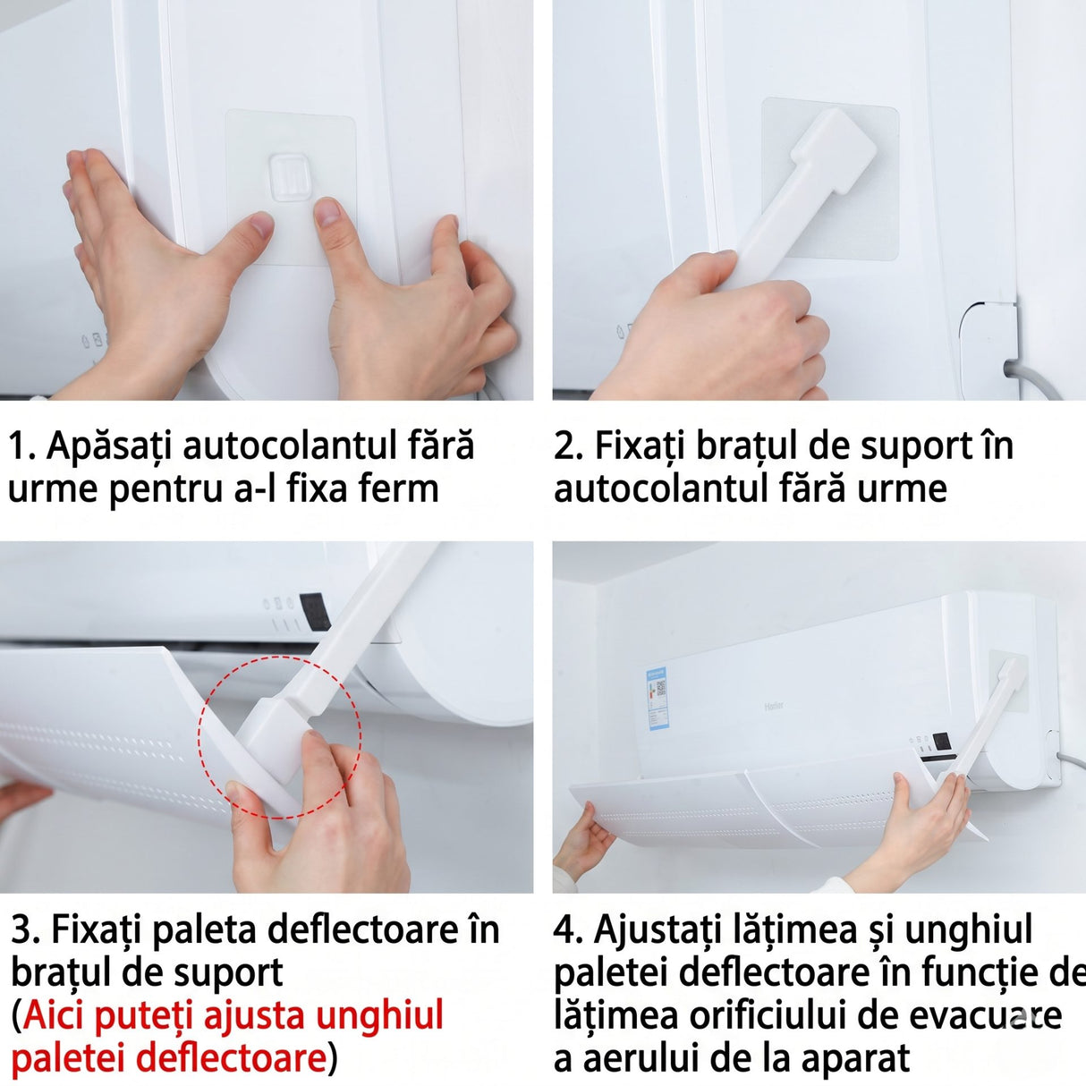 Deflector pentru Aer Conditionat, Flippy, Model S cu Trei Panouri, Capac pentru Directionarea Fluxului de Aer si Reducerea Curentului Direct - vivimall.ro