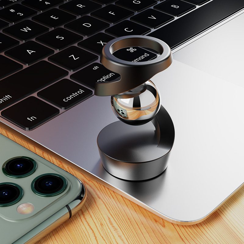 Jucarie Fidget pentru Adulti, Flippy, Giroscop Levitant de Birou, Jucarie Anti-Stres pentru Adulti, Spinner Flotant cu Iluzie Optica Hipnotica, 65x42x42 mm, 145 gr, Negru - vivimall.ro