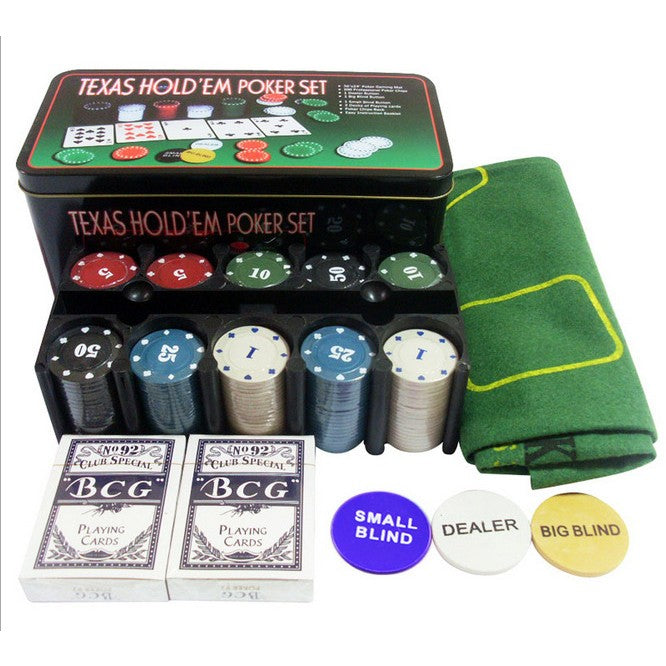 RESIGILAT - Set de Poker Complex cu 200 de jetoane Flippy, Include 2 seturi de carti, Texas Hold`em set, portabil, cutie depozitare - vivimall.ro