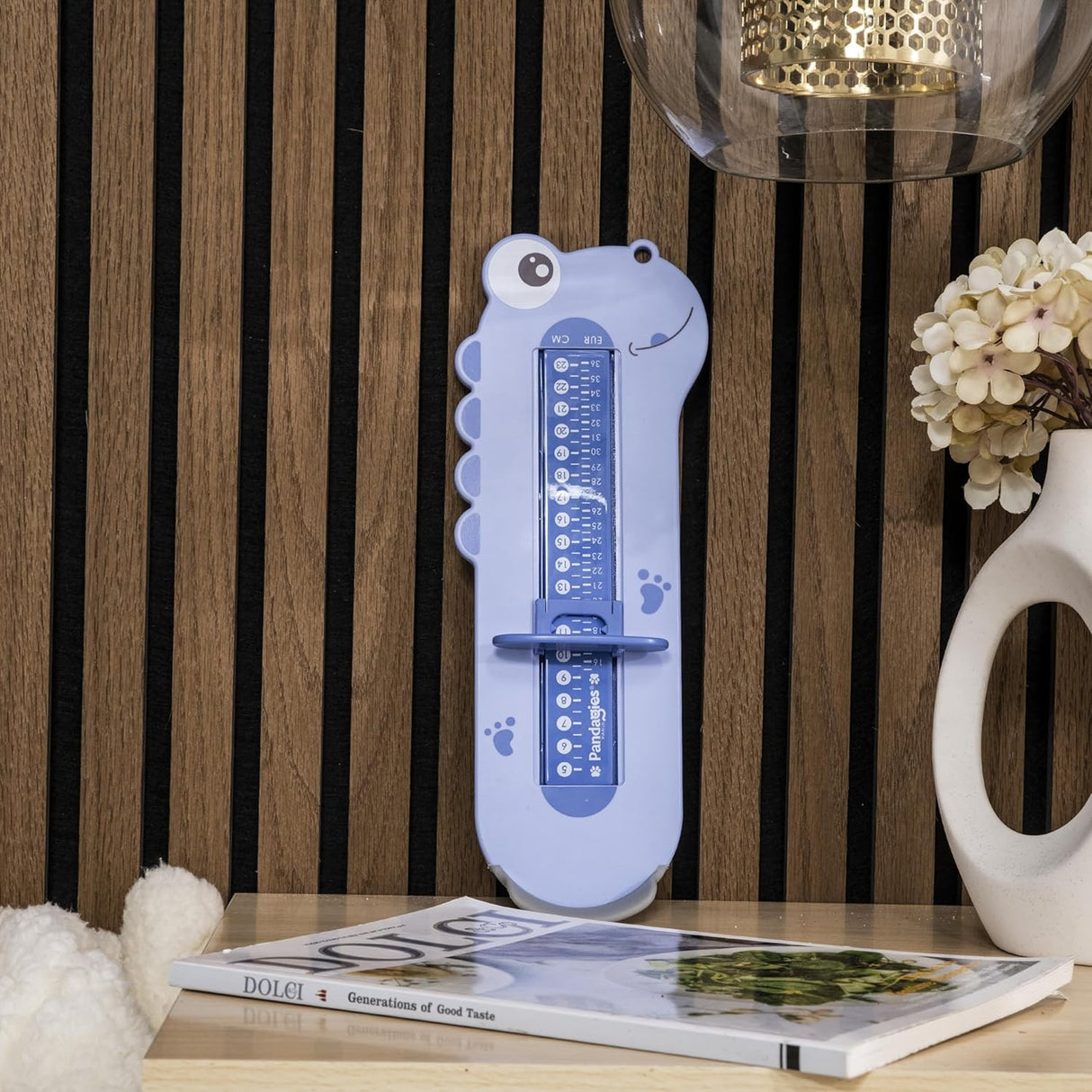 Dispozitiv de Masurat Talpa Piciorului pentru Bebelusi, Vivimall, 9-24, Model Dinozaur, Albastru - vivimall.ro