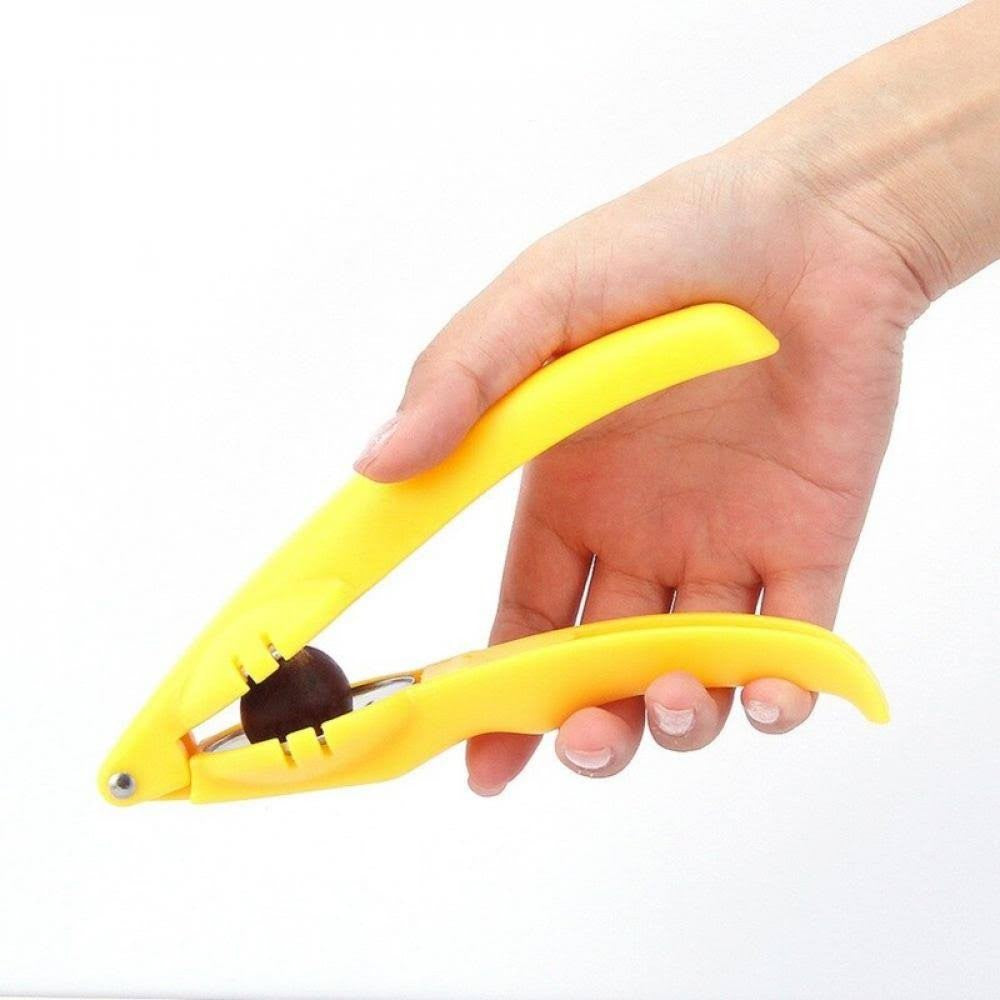 Dispozitiv de spart nuci si castane Vivimall, ABS si otel, 17.5 x 5.5 x 5 cm, usor de utilizat, galben - vivimall.ro