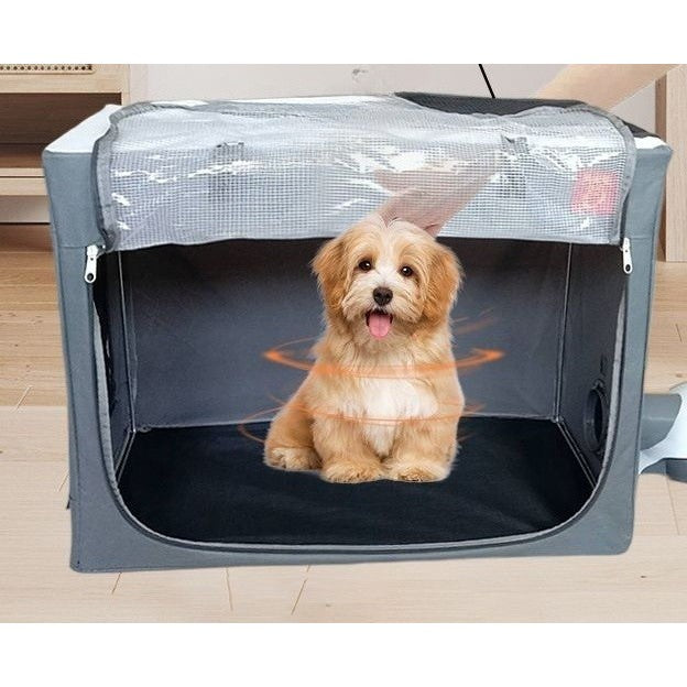 Cusca Animale pentru Uscare Blana, Vivimall, din Textil, Fereastra Transparenta, 62 x 40 x 50 cm, Gri - vivimall.ro