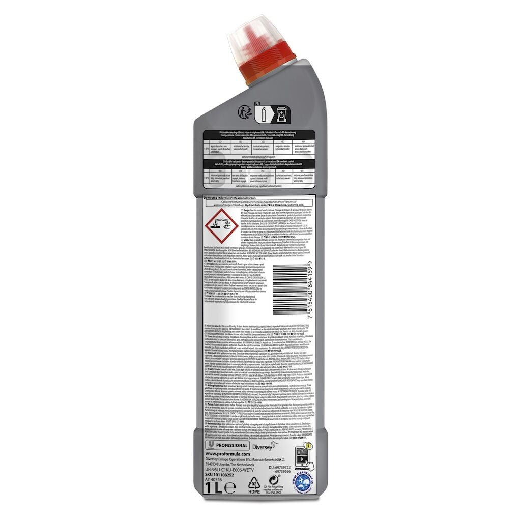 Pachet Domestos Professional Toilet Gel Ocean – Gel Dezinfectant pentru Toaleta, 12×1L - vivimall.ro