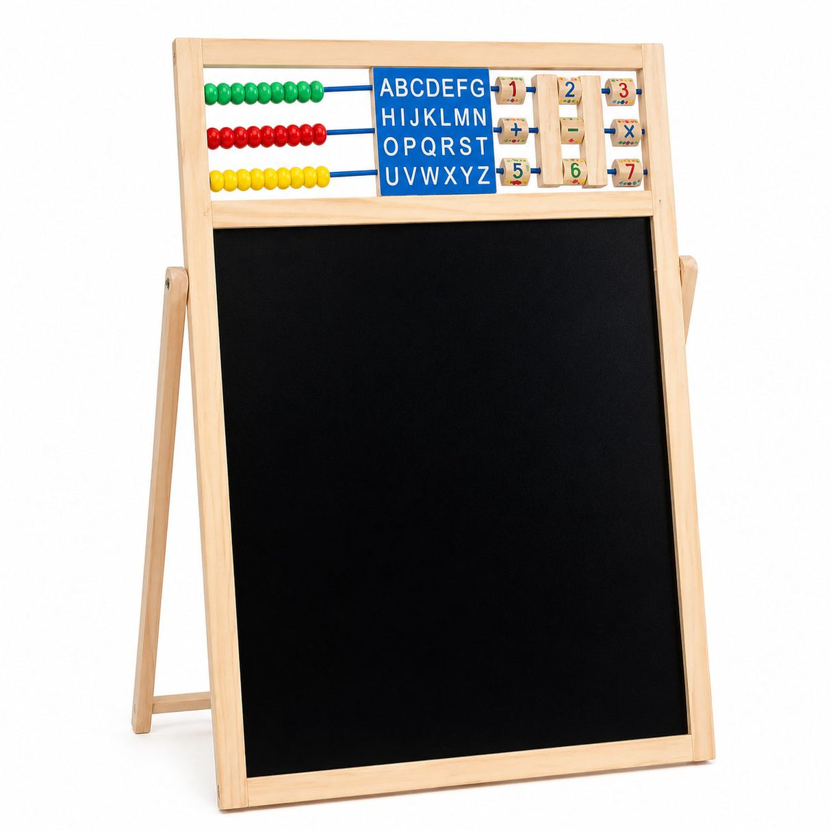 Tabla Educativa de Desen Magnetica cu Doua Fete, Flippy, Reglabila pe Inaltime, Cadru din Lemn, Abac, Litere si Accesorii Incluse, Varsta Recomandata 3 Ani Plus, 52x36 cm - vivimall.ro