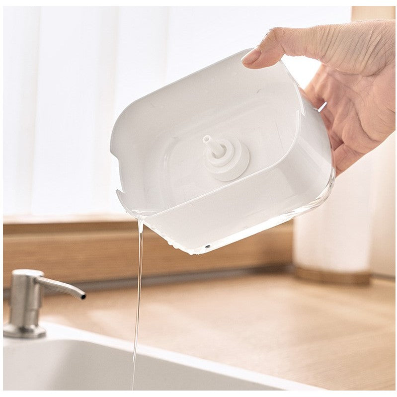 Dozator Vivimall, Dispenser 2 in 1 pentru Detergent Lichid de Vase sau pentru Obiecte Sanitare cu Suport pentru Burete de Bucatarie , 8.6 x 14.5 x 10 cm, capacitate 300 ml, alb - vivimall.ro