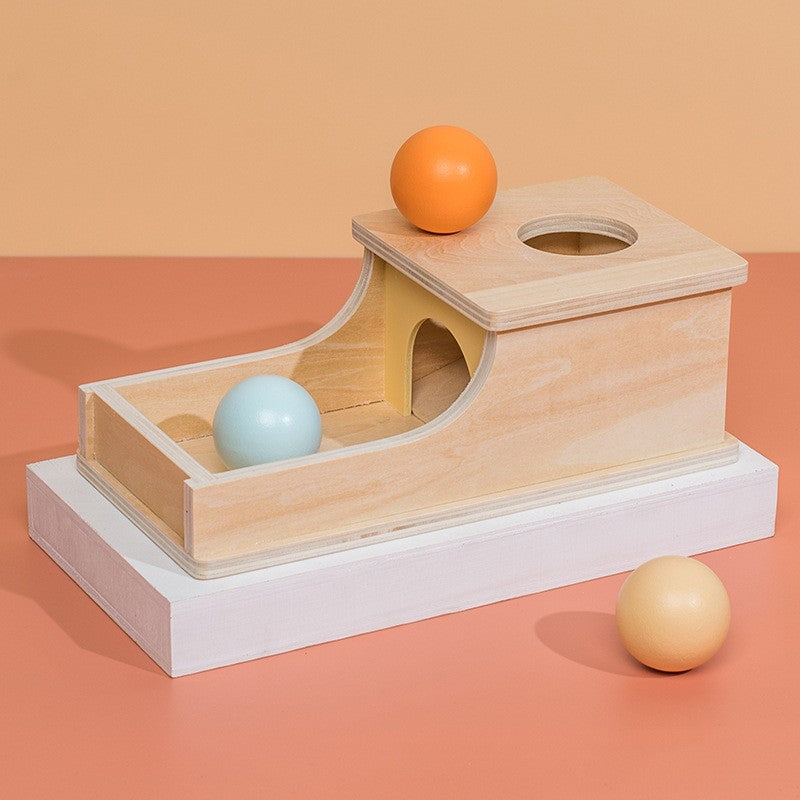 Early childhood education and intelligence development coin box, Montessori wooden ball drawer target box, educational toy - macaron target box 0.42kg - vivimall.ro