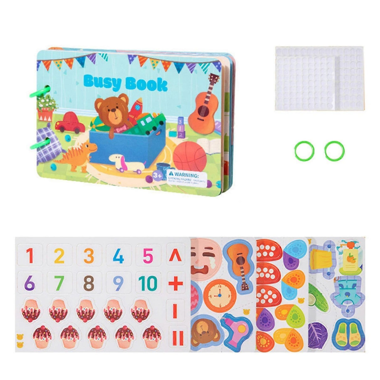 Pagini interactive Busy Book Flippy deschis, activitate matematică cu stickere reutilizabile