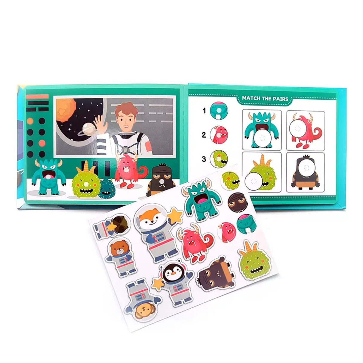 Carte Educativa cu Stickere Reutilizabile, Flippy, Quiet Book Senzoriala cu Pagini Interactive , Joc Montessori, Seria ''Explorarea Spatiului'', Dezvolta Motricitatea Fina si Logica, Quiet Book pentru Invatare Timpurie, 3 ani, Multicolor - vivimall.ro