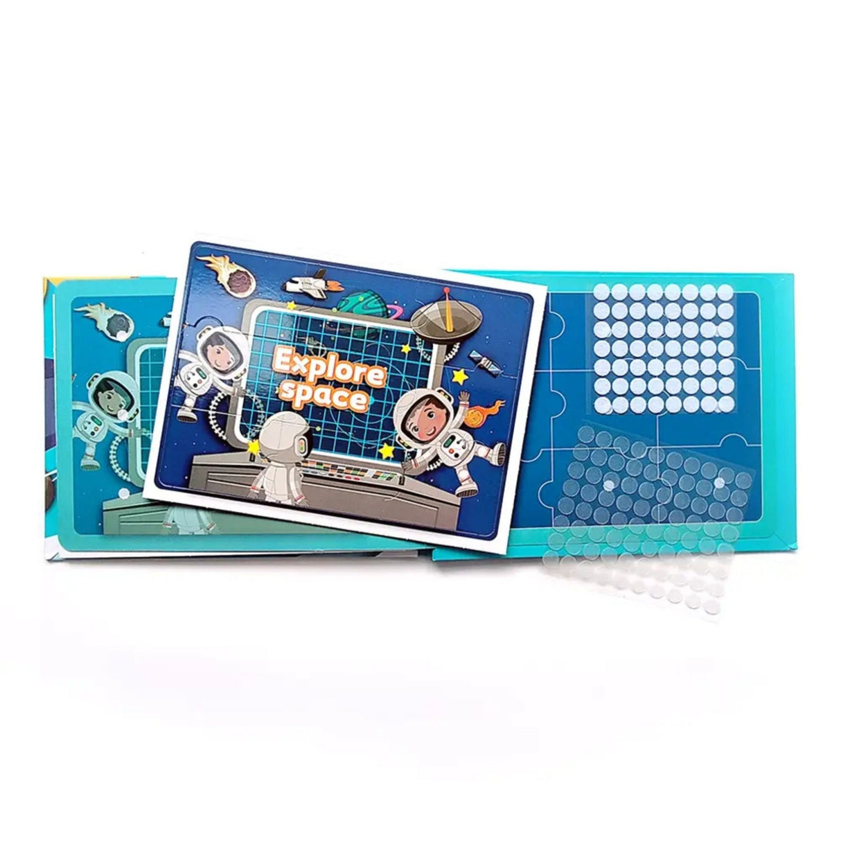 Carte Educativa cu Stickere Reutilizabile, Flippy, Quiet Book Senzoriala cu Pagini Interactive , Joc Montessori, Seria ''Explorarea Spatiului'', Dezvolta Motricitatea Fina si Logica, Quiet Book pentru Invatare Timpurie, 3 ani, Multicolor - vivimall.ro