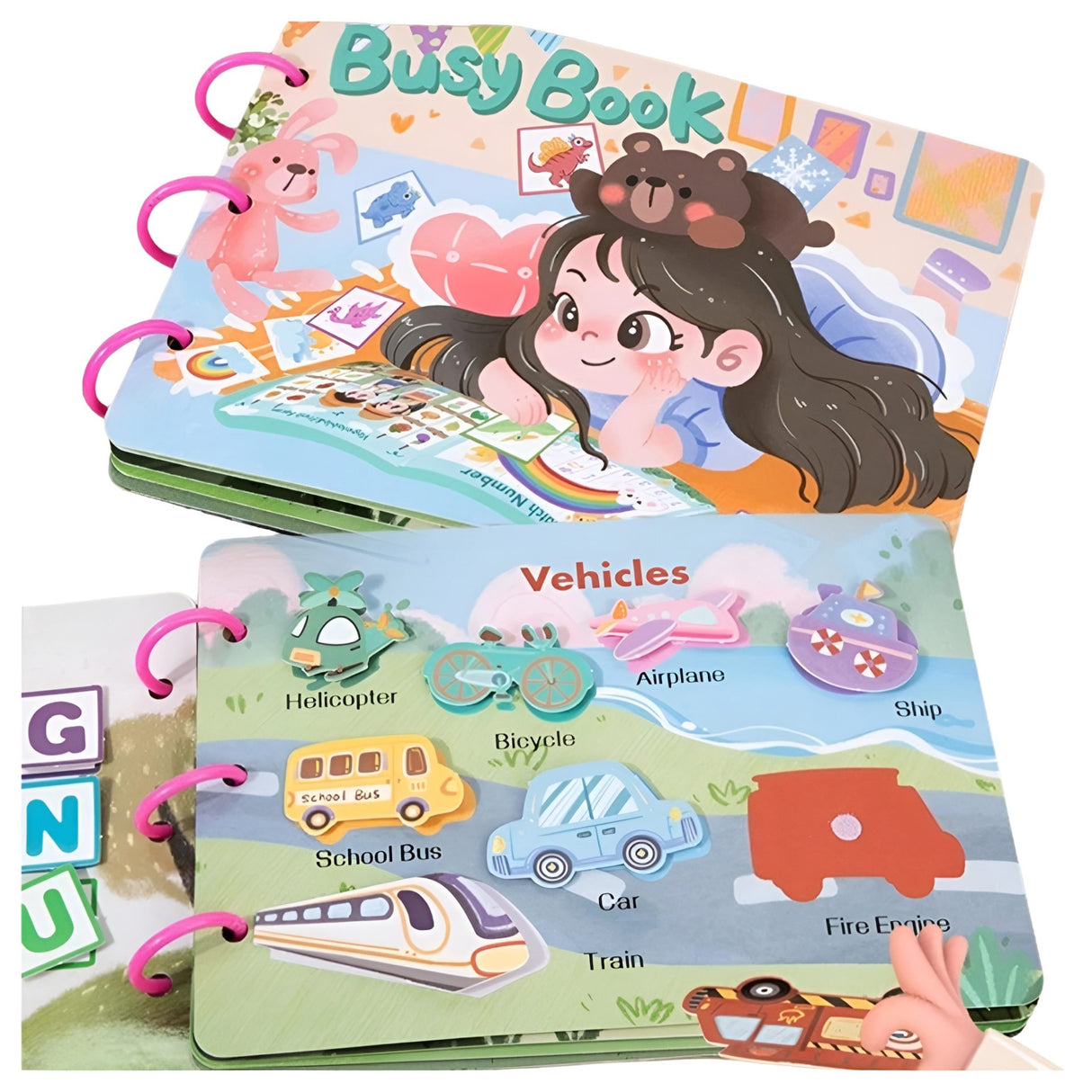 Carte Educationala Montessori, Flippy, Joc Educational Busy Book, Carte Senzoriala cu 12 Teme de Invatare, Dezvolta Motricitatea Fina si Logica, Alfabet, Cifre, Jucarie de Calatorie, 3ani+, Multicolor - vivimall.ro