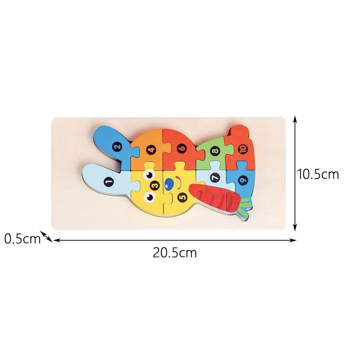 Puzzle din Lemn 3D Montessori, Flippy, Jucarie Educativa pentru Copii, 0-3 Ani, Vopsea Ecologica, Dezvolta Motricitatea Fina, Coordonarea, Logica, 11 Piese, Model Iepure, Multicolor - vivimall.ro