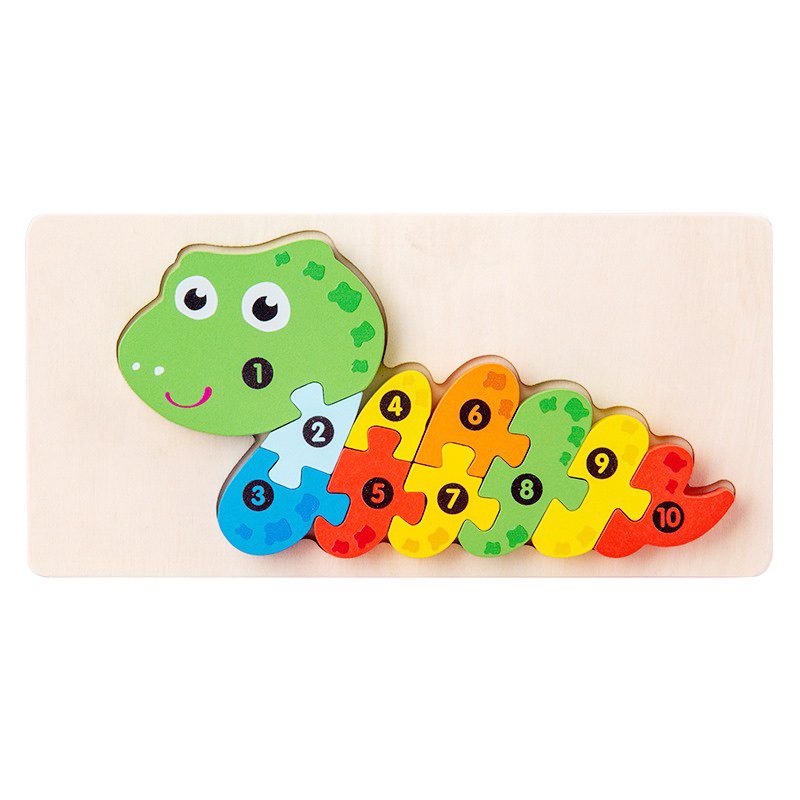 Puzzle din Lemn 3D Montessori, Flippy, Jucarie Educativa pentru Copii, 0-3 Ani, Vopsea Ecologica, Dezvolta Motricitatea Fina, Coordonarea, Logica, 11 Piese, Model Sarpe, Multicolor - vivimall.ro