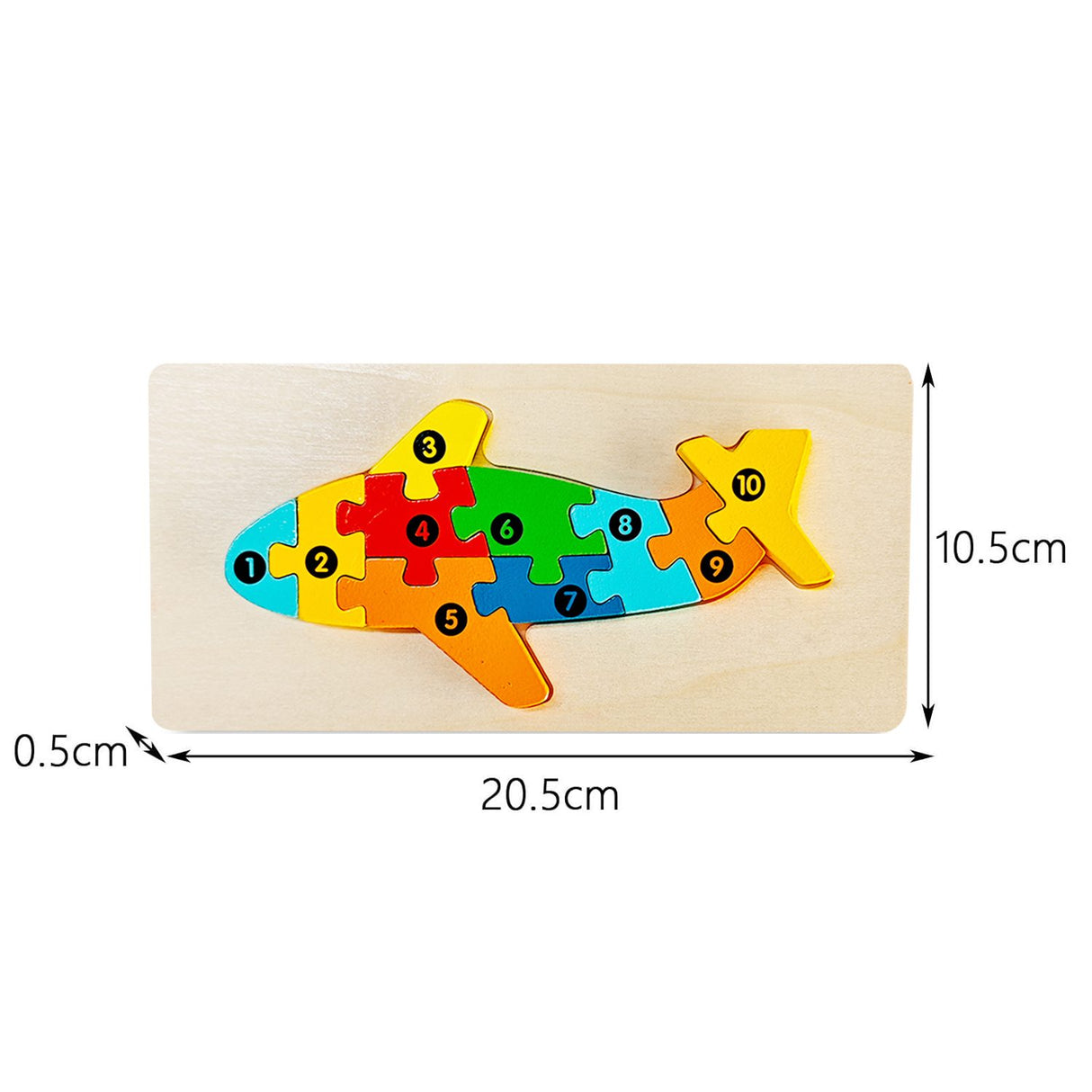 Puzzle din Lemn 3D Montessori, Flippy, Jucarie Educativa pentru Copii, 0-3 Ani, Vopsea Ecologica, Dezvolta Motricitatea Fina, Coordonarea, Logica, 11 Piese, Model Avion, Multicolor - vivimall.ro